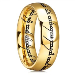 King Will 316L Stainless Steel Wedding Band for Men Women-8mm Gold/Black/Sliver Fidget Spinner Wedding Ring High Polished with Unique Pattern Design Comfort Fit Size 7-14(A-Gold)