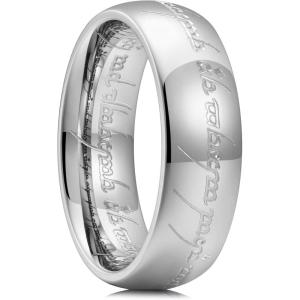 King Will 316L Stainless Steel Wedding Band for Men Women-8mm Gold/Black/Sliver Fidget Spinner Wedding Ring High Polished with Unique Pattern Design Comfort Fit Size 7-14(B-All Sliver)