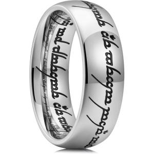 King Will 316L Stainless Steel Wedding Band for Men Women-8mm Gold/Black/Sliver Fidget Spinner Wedding Ring High Polished with Unique Pattern Design Comfort Fit Size 7-14(A-Sliver Black)