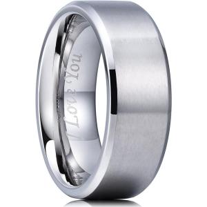 King Will 316L Stainless Steel Wedding Ring for Men Women, 2mm-8mm Width Black/Silver/Gold Wdding Band Laser I Love You Multic Style,Comfort Fit Size 4-16(Silver 8mm Matte)