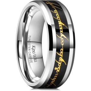 King Will 8mm Tungsten Carbide Ring for Men Black/Silver/Gold Plated Wedding Bands High Polished Beveled Edge Comfort Fit(gunmetal & black & gold)