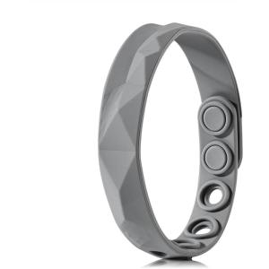 King Will Adjustable Silicone Bracelet for Men 10″” Breathable Rubber Wristband Designed with Lighting/Squares, Black/Grey(Grey Squares)