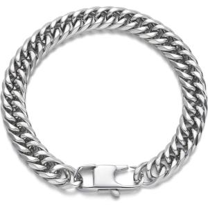 King Will Adjustable Silicone Bracelet for Men 10″” Breathable Rubber Wristband Designed with Lighting/Squares, Black/Grey(Silver)