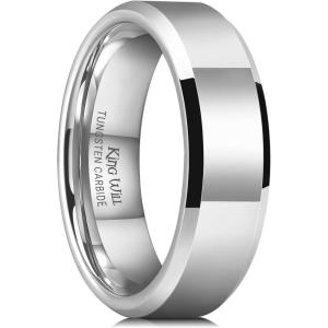 King Will BASIC Men Women 4mm/5mm/6mm/7mm/8mm Tungsten Rings Polished Wedding Band Engagement Anniversary Band Comfort Fit(7mm)