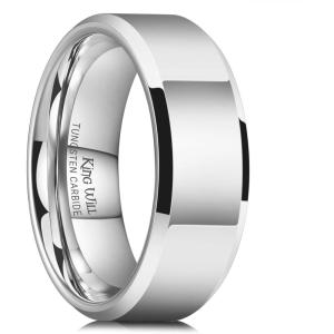 King Will BASIC Men Women 4mm/5mm/6mm/7mm/8mm Tungsten Rings Polished Wedding Band Engagement Anniversary Band Comfort Fit(8mm)