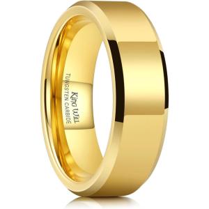 King Will BASIC Men Women 4mm/5mm/6mm/7mm/8mm Tungsten Rings Polished Wedding Band Engagement Anniversary Band Comfort Fit(Gold 7mm)