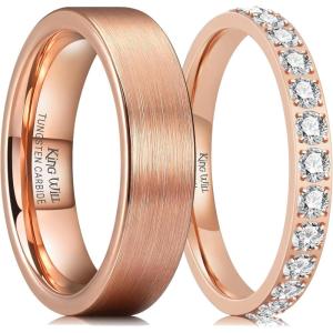 King Will Eternity Band Stackable Wedding Rings Set – Tungsten ring & CZ Simulated Cubic Zirconia Rings