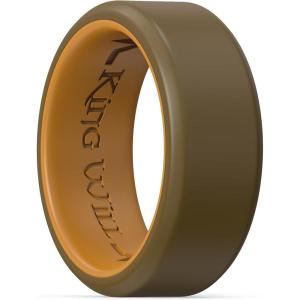 King Will Men’s Silicone Wedding Bands, 8mm Comfort Fit with Unique Inner Groove Design, Rubber Engagement Rings for Daily Wear and Activities – 1/4 Variety Multipack(Brown&Coffee)