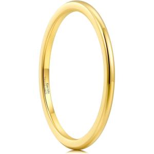 King Will Men’s Women’s 1.5mm 2mm 4mm 6mm 8mm Tungsten Carbide Ring 24k Gold Plated Rose Gold Plated Domed Polished Finish Wedding Band(Gold 1.5mm)