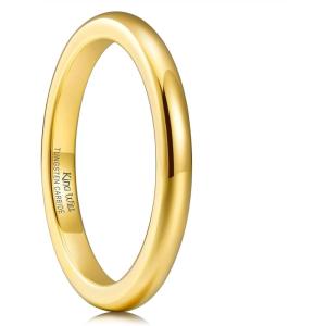 King Will Men’s Women’s 1.5mm 2mm 4mm 6mm 8mm Tungsten Carbide Ring 24k Gold Plated Rose Gold Plated Domed Polished Finish Wedding Band(Gold 2mm)
