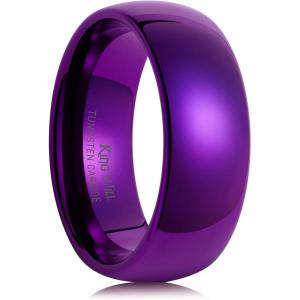 King Will Men’s Women’s 1.5mm 2mm 4mm 6mm 8mm Tungsten Carbide Ring 24k Gold Plated Rose Gold Plated Domed Polished Finish Wedding Band(Purple 8mm)