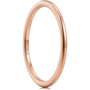 King Will Men’s Women’s 1.5mm 2mm 4mm 6mm 8mm Tungsten Carbide Ring 24k Gold Plated Rose Gold Plated Domed Polished Finish Wedding Band(Rose Gold 1.5mm)