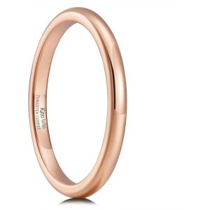 King Will Men’s Women’s 1.5mm 2mm 4mm 6mm 8mm Tungsten Carbide Ring 24k Gold Plated Rose Gold Plated Domed Polished Finish Wedding Band(Rose Gold 2mm)