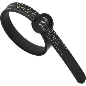 King Will Ring Sizer Finger Ring Gauge Reusable Measuring Tool 0-13 with Half Size, 27 PCS(Black & Gold)