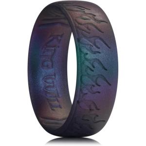 King Will Silicone Ring for Men and Women, 1.8mm Ultra Thick 6.6mm Width, Dome Metallic Style Comfort Fit – Breathable Durable Flexible Wedding Band(Dark Purple)