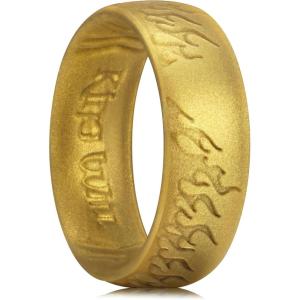 King Will Silicone Ring for Men and Women, 1.8mm Ultra Thick 6.6mm Width, Dome Metallic Style Comfort Fit – Breathable Durable Flexible Wedding Band(Gold)