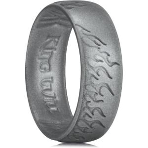 King Will Silicone Ring for Men and Women, 1.8mm Ultra Thick 6.6mm Width, Dome Metallic Style Comfort Fit – Breathable Durable Flexible Wedding Band(Metallic Dark Gray)