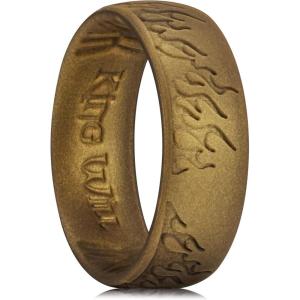 King Will Silicone Ring for Men and Women, 1.8mm Ultra Thick 6.6mm Width, Dome Metallic Style Comfort Fit – Breathable Durable Flexible Wedding Band(Metallic Brown)