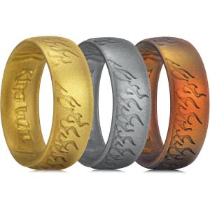 King Will Silicone Ring for Men and Women, 1.8mm Ultra Thick 6.6mm Width, Dome Metallic Style Comfort Fit – Breathable Durable Flexible Wedding Band(Pack A)