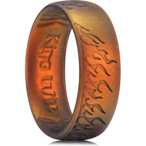 King Will Silicone Ring for Men and Women, 1.8mm Ultra Thick 6.6mm Width, Dome Metallic Style Comfort Fit – Breathable Durable Flexible Wedding Band(Sunset Orange)