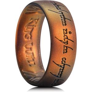 King Will Silicone Wedding Band for Men Women- 1.8mm Ultra Thin Ring with Metallic Shimmer | Comfort Grip Inner Design | Hypoallergenic Rubber Wedding Ring for Gym, Work, Travel Size 7-14(P-Sunset Orange)