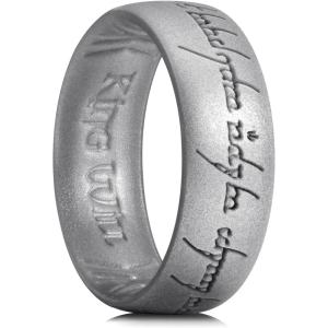 King Will Silicone Wedding Band for Men Women- 1.8mm Ultra Thin Ring with Metallic Shimmer | Comfort Grip Inner Design | Hypoallergenic Rubber Wedding Ring for Gym, Work, Travel Size 7-14(P-Metallic Dark Gray)
