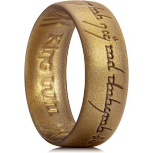 King Will Silicone Wedding Band for Men Women- 1.8mm Ultra Thin Ring with Metallic Shimmer | Comfort Grip Inner Design | Hypoallergenic Rubber Wedding Ring for Gym, Work, Travel Size 7-14(P-Metallic Brown)