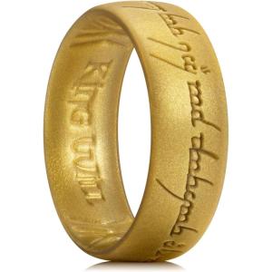 King Will Silicone Wedding Band for Men Women- 1.8mm Ultra Thin Ring with Metallic Shimmer | Comfort Grip Inner Design | Hypoallergenic Rubber Wedding Ring for Gym, Work, Travel Size 7-14(P-Gold)
