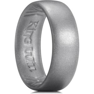 King Will Silicone Wedding Band for Men Women- 1.8mm Ultra Thin Ring with Metallic Shimmer | Comfort Grip Inner Design | Hypoallergenic Rubber Wedding Ring for Gym, Work, Travel Size 7-14(Metallic Dark Gray)