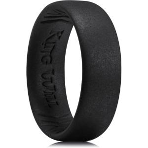 King Will Silicone Wedding Band for Men Women- 1.8mm Ultra Thin Ring with Metallic Shimmer | Comfort Grip Inner Design | Hypoallergenic Rubber Wedding Ring for Gym, Work, Travel Size 7-14(Black)
