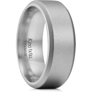 King Will Titanium Wedding Band for Men Women- 3-10mm Width Black/Sliver/Gold High Purity Titanium Promise Wedding Ring Comfort Fit for Daily Wear Size 6-14(F-Sliver 8mm Frosted)