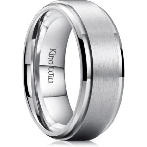 King Will Titanium Wedding Band for Men Women- 3-10mm Width Black/Sliver/Gold High Purity Titanium Promise Wedding Ring Comfort Fit for Daily Wear Size 6-14(B-Silver 9mm)