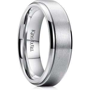 King Will Titanium Wedding Band for Men Women- 3-10mm Width Black/Sliver/Gold High Purity Titanium Promise Wedding Ring Comfort Fit for Daily Wear Size 6-14(B-Silver 7mm)