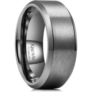 King Will Titanium Wedding Band for Men Women- 3-10mm Width Black/Sliver/Gold High Purity Titanium Promise Wedding Ring Comfort Fit for Daily Wear Size 6-14(Gunmetal Gray-8mm)