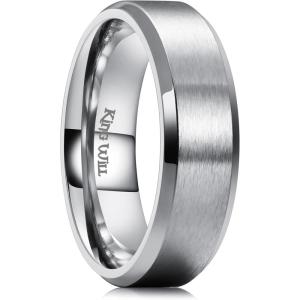 King Will Titanium Wedding Band for Men Women- 3-10mm Width Black/Sliver/Gold High Purity Titanium Promise Wedding Ring Comfort Fit for Daily Wear Size 6-14(C-Silver 7mm)