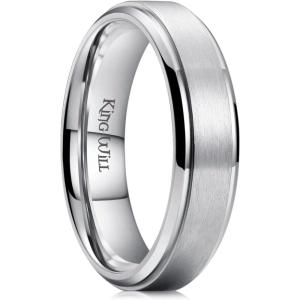 King Will Titanium Wedding Band for Men Women- 3-10mm Width Black/Sliver/Gold High Purity Titanium Promise Wedding Ring Comfort Fit for Daily Wear Size 6-14(B-Silver 6mm)