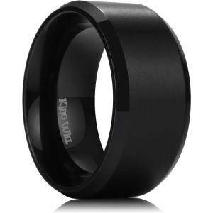King Will Titanium Wedding Band for Men Women- 3-10mm Width Black/Sliver/Gold High Purity Titanium Promise Wedding Ring Comfort Fit for Daily Wear Size 6-14(A-Black 10mm)