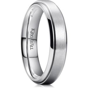 King Will Titanium Wedding Band for Men Women- 3-10mm Width Black/Sliver/Gold High Purity Titanium Promise Wedding Ring Comfort Fit for Daily Wear Size 6-14(B-Silver 5mm)