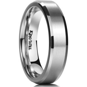King Will Titanium Wedding Band for Men Women- 3-10mm Width Black/Sliver/Gold High Purity Titanium Promise Wedding Ring Comfort Fit for Daily Wear Size 6-14(C-Silver 5mm)