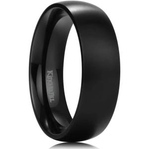 King Will Titanium Wedding Band for Men Women-Sliver/Black/Gold Plated Pure Titanium Wedding Ring, 3-9mm Widths Available Brushed Matte Design Comfort Fit Size 4-16(B-All Black-7mm)