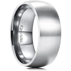 King Will Titanium Wedding Band for Men Women-Sliver/Black/Gold Plated Pure Titanium Wedding Ring, 3-9mm Widths Available Brushed Matte Design Comfort Fit Size 4-16(A-All Silver-9mm)