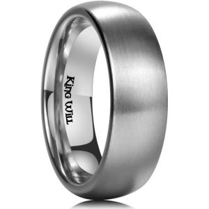 King Will Titanium Wedding Band for Men Women-Sliver/Black/Gold Plated Pure Titanium Wedding Ring, 3-9mm Widths Available Brushed Matte Design Comfort Fit Size 4-16(A-All Silver-7mm)