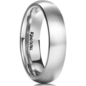 King Will Titanium Wedding Band for Men Women-Sliver/Black/Gold Plated Pure Titanium Wedding Ring, 3-9mm Widths Available Brushed Matte Design Comfort Fit Size 4-16(A-All silver-5mm)