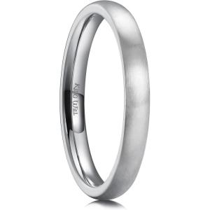 King Will Titanium Wedding Band for Men Women-Sliver/Black/Gold Plated Pure Titanium Wedding Ring, 3-9mm Widths Available Brushed Matte Design Comfort Fit Size 4-16(A-All Silver-3mm)