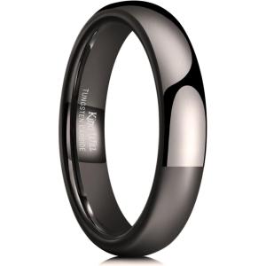 King Will Tungsten Carbide Wedding Band for Men Women Promise Rings for Couples Domed High Polish(4mm-Gunmetal)