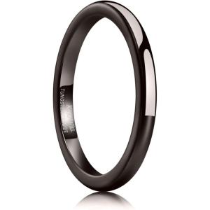 King Will Tungsten Carbide Wedding Band for Men Women Promise Rings for Couples Domed High Polish(Gunmetal-2mm)