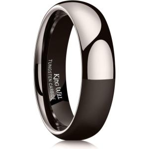 King Will Tungsten Carbide Wedding Band for Men Women Promise Rings for Couples Domed High Polish(Gunmetal-6mm)