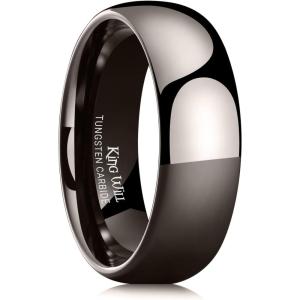 King Will Tungsten Carbide Wedding Band for Men Women Promise Rings for Couples Domed High Polish(Gunmetal-7mm)