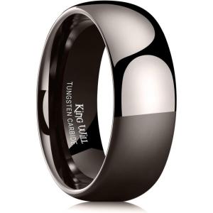 King Will Tungsten Carbide Wedding Band for Men Women Promise Rings for Couples Domed High Polish(Gunmetal-8mm)