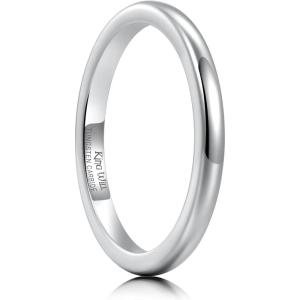 King Will Tungsten Carbide Wedding Band for Men Women Promise Rings for Couples Domed High Polish(Silver-2mm)